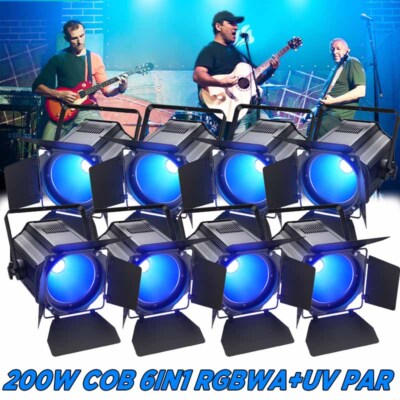6in1 COB LED 200W PAR Can RGBW Lighting Stage Light DMX Club DJ Disco Show Light