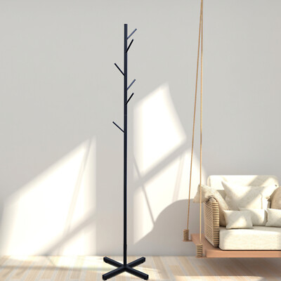 Hooks Coat Rack Hat Stand Tree Clothes Hanger Umbrella Metal