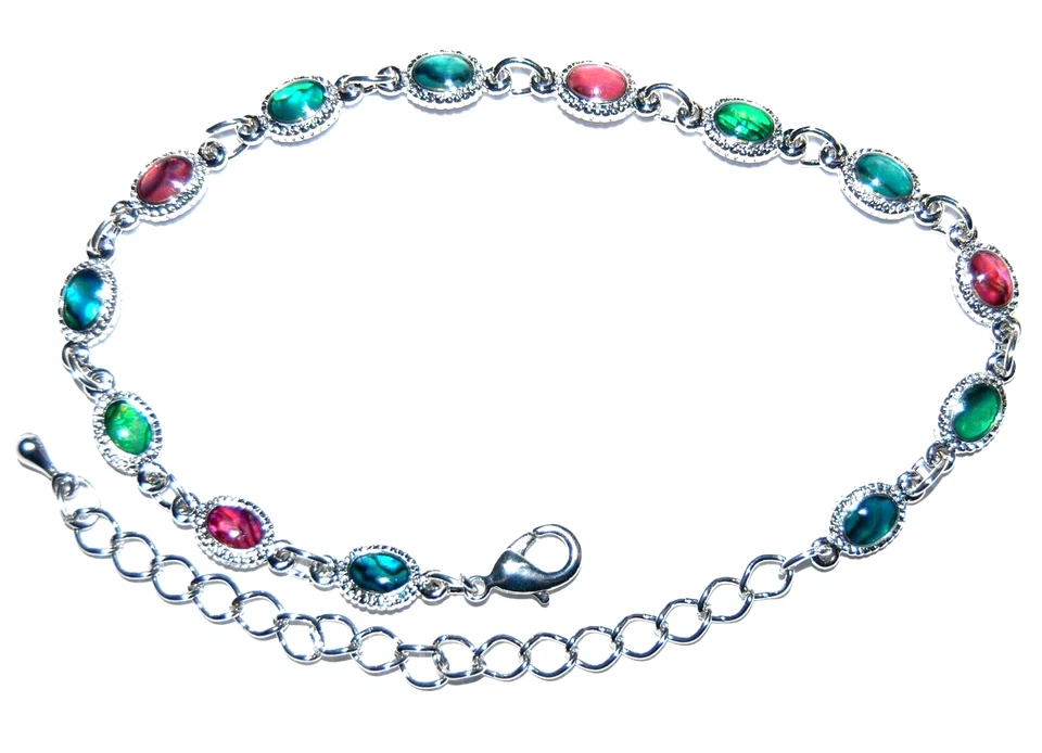 PRECIOSA PULSERA TOBILLERA PEQUEÑA OVALADA ABULÓN PAUA #I-9A Envío rápido Foto 2 de 3