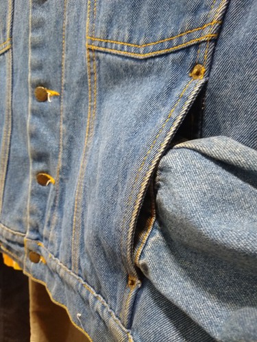 Vintage Rustler Jean Jacket Adult Sz Lg - Blue Distressed Denim Trucker Biker - Picture 8 of 14