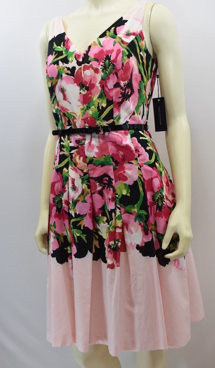 TOMMY HILFIGER FIT AND FLARE BELTED DRESS SZ 4 NEW WITH TAG TOMMY HILFIGER FIT AND FLARE BELTED DRESS SZ 4 NEW WITH TAG