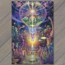 Art Print Futuristic Arena Crowd Sci-Fi Fantasy Scene Floating Orb Creatures