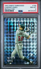 1997 FINEST SILVER EMBOSSED REFRACTOR PARALLEL #108 CHIPPER JONES PSA 8 NM-MT
