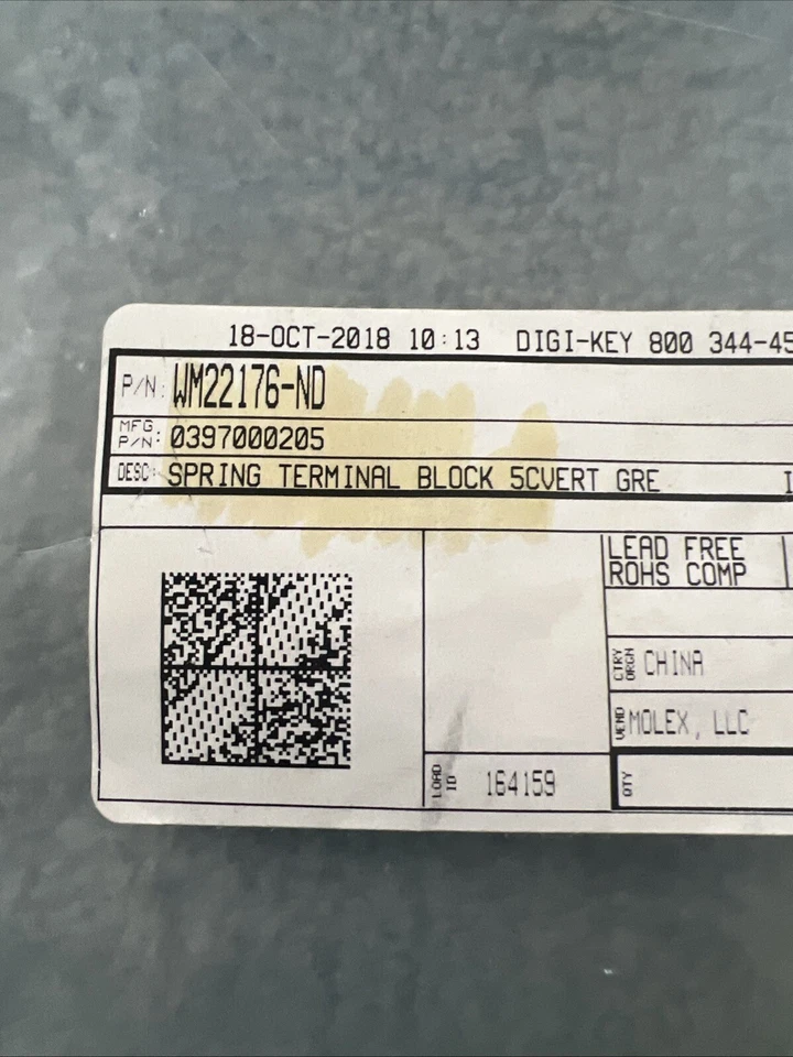 Molex 5 Position Wire to Board Terminal Block Vertical 0.100" 0397000205 Qty 50 - Image 2 of 4
