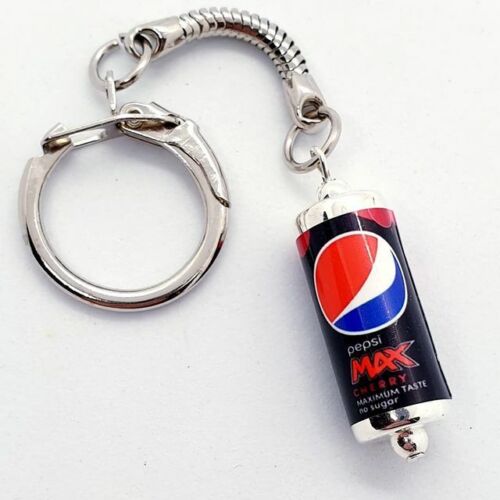 Handmade CHERRY PEPSI MAX CAN KEYRING fab COKE DRINK keychain miniature COLA - Picture 1 of 1