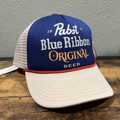 Pabst Blue Ribbon Beer PBR Vintage Men's Trucker Snapback Cap Hat NWT