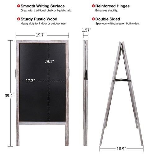 Double Sided Wooden A-Frame Freestanding Writing Blackboard Sidewalk Chalkboard - Picture 9 of 15
