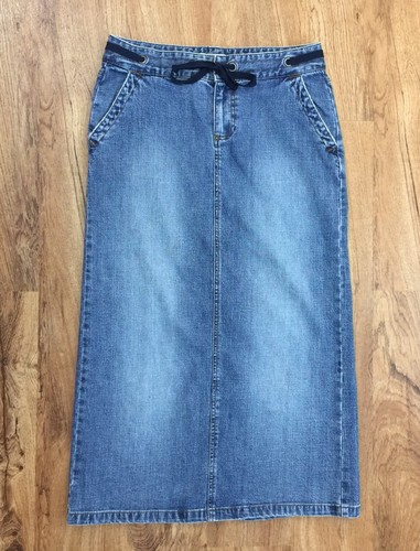 Old Navy Stretch Denim Skirt With Drawstring Sits Just Below Waist Womens Size 6
