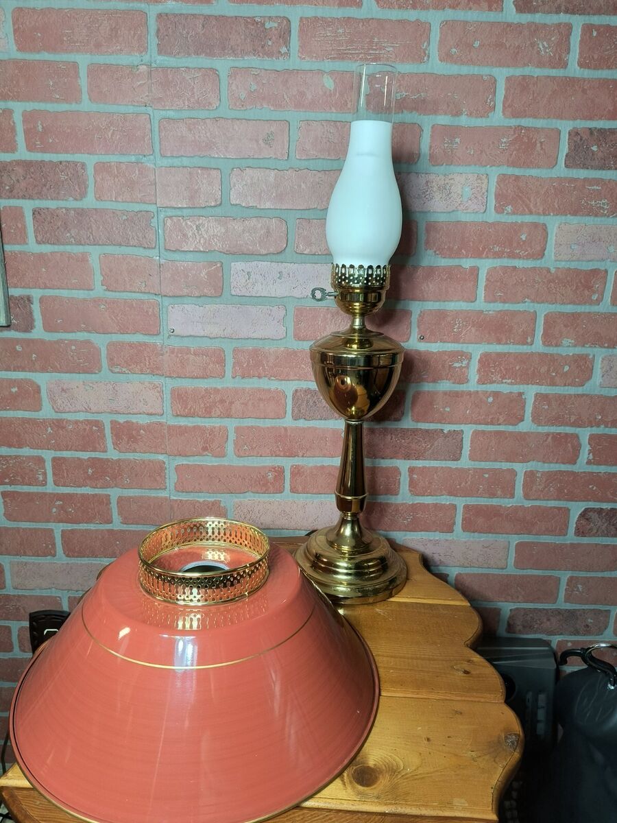 Vintage Brass Glass Hurricane Table Lamp 26 Vintage Brass Glass Hurricane Table Lamp 26