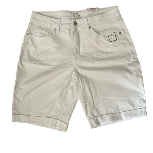 Time And Tru White Mid Rise Shorts Sz10