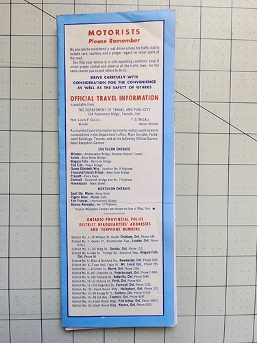 1953 HER MAJESTY QUEEN ELIZABETH II ONTARIO OFFICIAL MAP - Picture 9 of 10