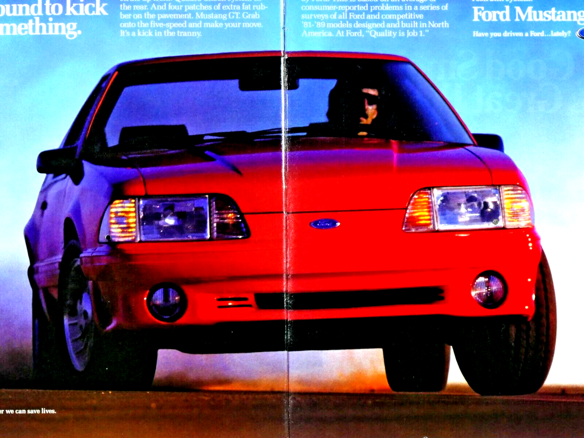 1990 Ford Mustang GT Vintage Red Original Print Ad 2 Page | eBay