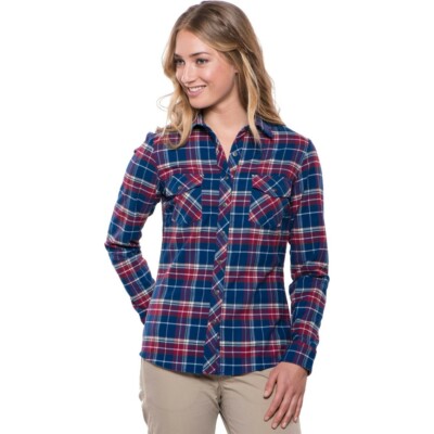 KUHL Alina Flannel Button Shirt Long Sleeve Plaid Blue Red