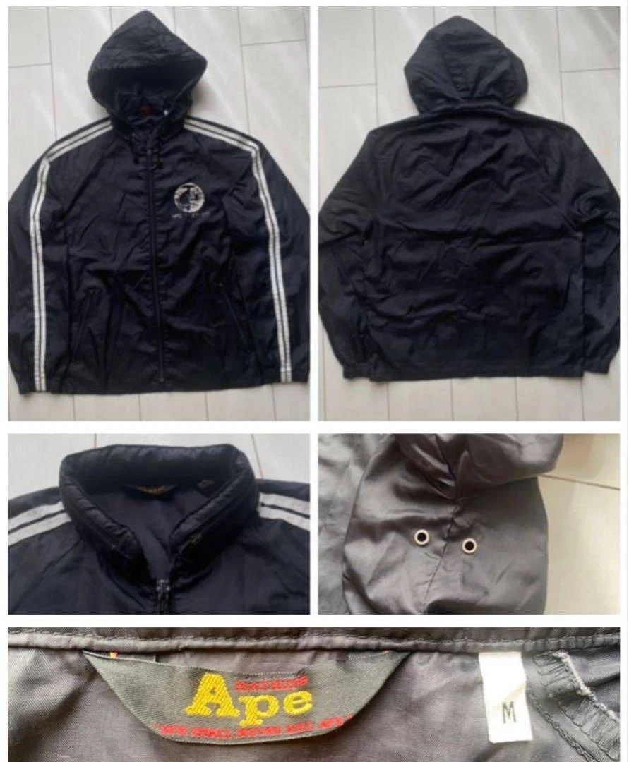 A BATHING APE (BAPE) Giacca BAPE M usata autentica rara anni 90 vintage made in Japan nylon nero