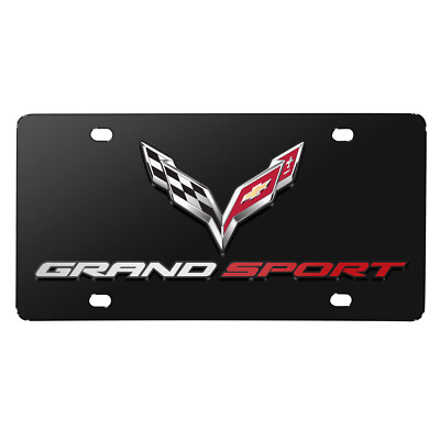 Chevrolet Corvette C7 Grand Sport 3D Logo Black Stainless Steel License Plate