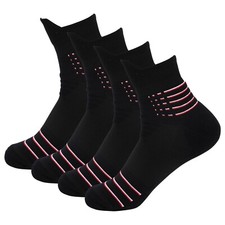 4 Pairs Mens Ankle Quarter Crew Athletic Cotton Running Sport Hiking Black Socks