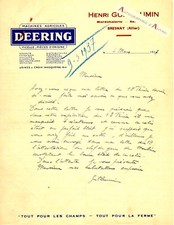 ●BRESNAY lettre 1937 Henri Guillaumin serrurerie machine agricole DEERING Allier