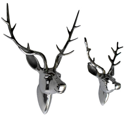 Metall Wandhalterung Hirschkopf Hirsch 2er Set Gazelle Figur Statue