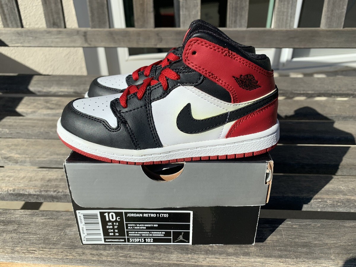 2007 Nike Air Jordan I 1 Sz 10c Baby Black Toe Old Love 2007 Nike Air Jordan I 1 Sz 10c Baby Black Toe Old Love