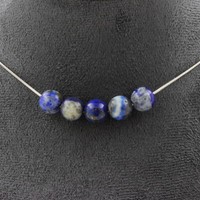 Mineralien Und Edelsteine. Halskette 5 Perlen Lapis Lazuli Aus Pakistan Quali