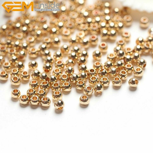 100pcs 14K Yellow Gold Filled Beads Hypoallergenic Seamless Jewelry Making Round - Picture 15 of 26