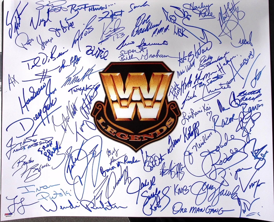 Rowdy Roddy Piper Shawn Michaels Razor Ramon +57 WWE Legends Signed 20x24 Photo - Image 2 of 4