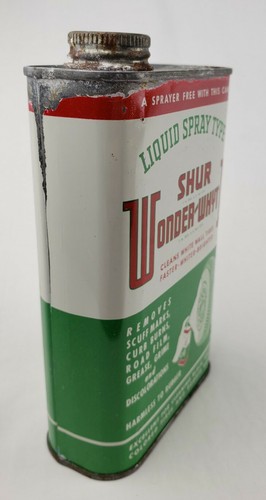 Rare Vintage Shur Wonder Whyte White Wall Tire Cleaner Can Old Gas Oil Tin Sign - Picture 6 of 11