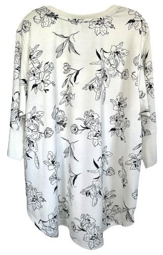 Jane & Delancey Women's Floral V-Neck Blouse Short Sleeve Plus Size 2X White - Bild 2 von 8