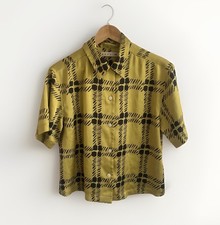 Marni x Uniqlo Blouse Womens XS Extra Small Black Mustard Check Plaid Shirt