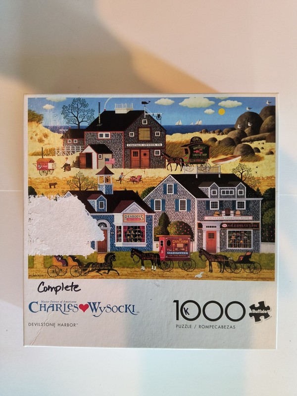 Charles Wysocki 1000 Pc Buffalo Games Jigsaw Puzzle Devilstone Harbor