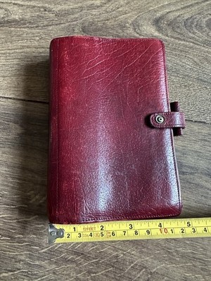 FILOFAX 4CLF 7/8 Kalbsleder Organizer Planer & EINLAGEN Vintage Ochsenblutrot
