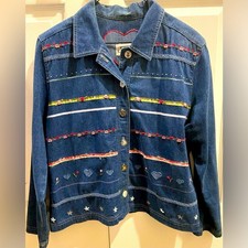 Koret Blue Jean Shirt Women s VTG Top M Long Sleeve City Blues Embroidered Denim
