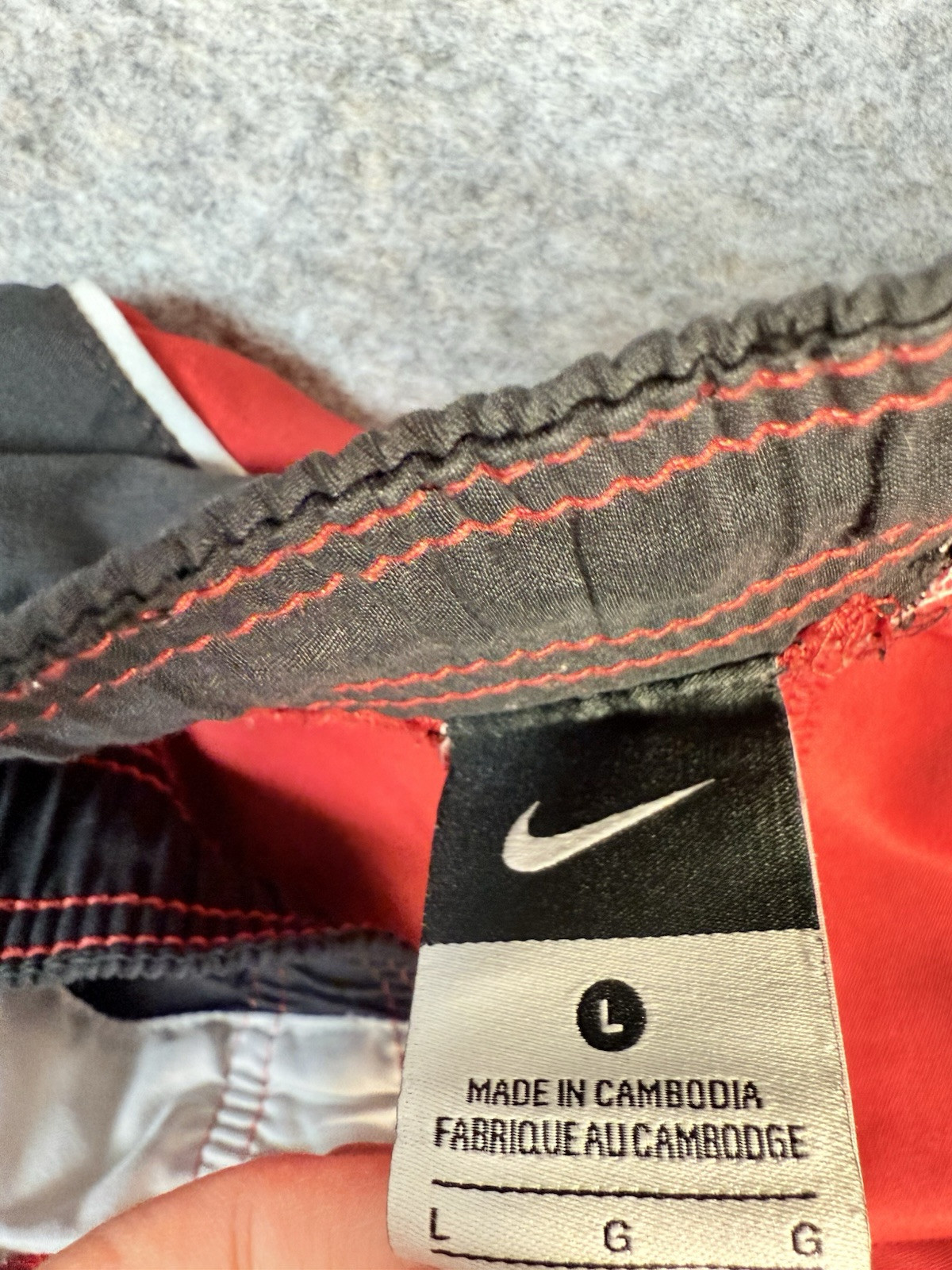 Nike Swim Trunks Shorts Men’s Size L Red Spellout thumbnail 4