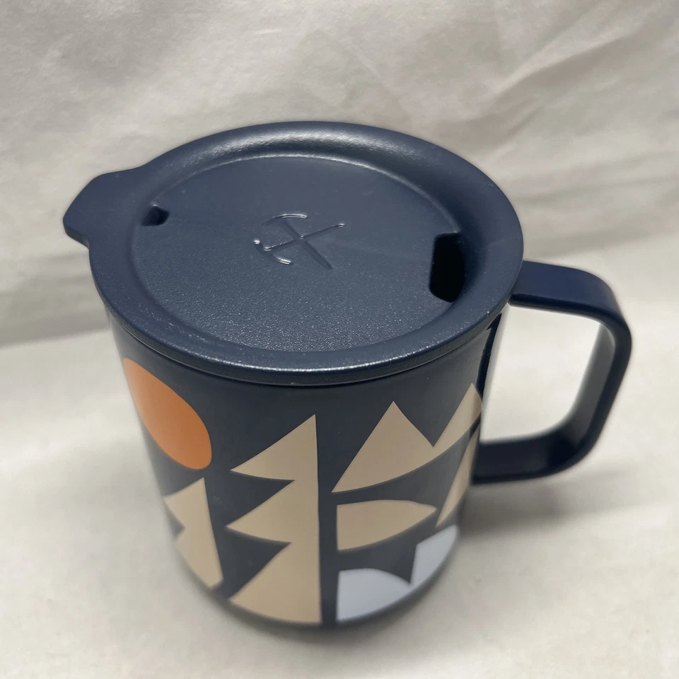 Taza de campamento azul con tapa REI COOP gráfica de acero inoxidable 12 oz Foto 2 de 4