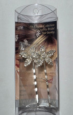 BRIDAL BOUTIQUE Crystal Flower HAIR JEWELRY Bobby Pins - 2 pcs