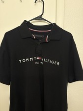 Tommy Hilfiger Men's Black Polo Shirt Short Sleeve Collared Logo Size S
