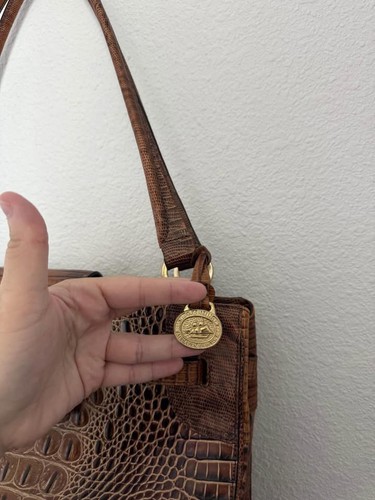 Brahmin Vintage 25th Anniversary Croc Embossed Leather Shoulder Purse - Picture 3 of 9
