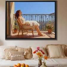 Bichon Frise Oil Painting Canvas Print Dog Artwork Living Room Decor Wall Art
