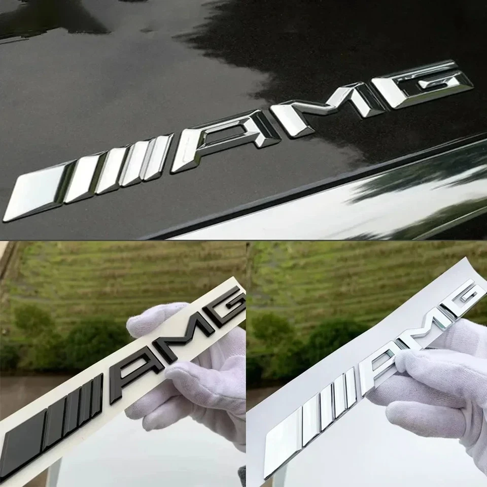 AMG für Mercedes Emblem Logo Heck Heckklappe Aufkleber Hinten Logo Silber NEU - Bild 4 von 4