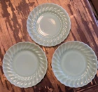 SET 3 Vintage Anchor Hocking Fire King Jadeite Shell Swirl Salad Plates 7 1/4”