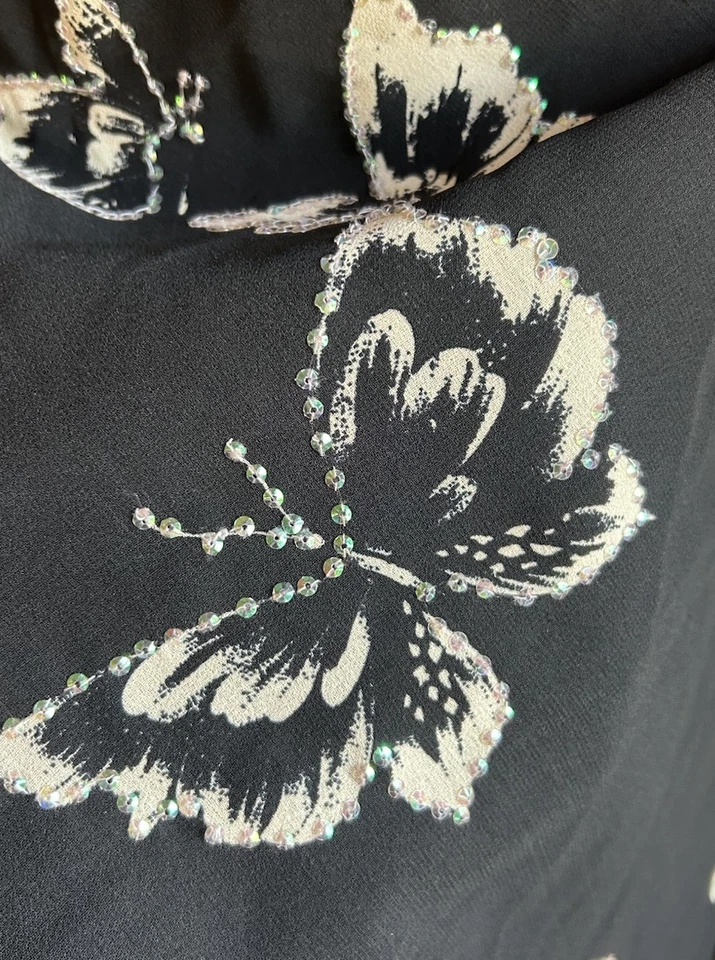 Vestido sin Mangas Vintage Años 90 Y2K Lola P Midi M Mariposa Hada Grunge Delicadas Lentejuelas Foto 4 de 4