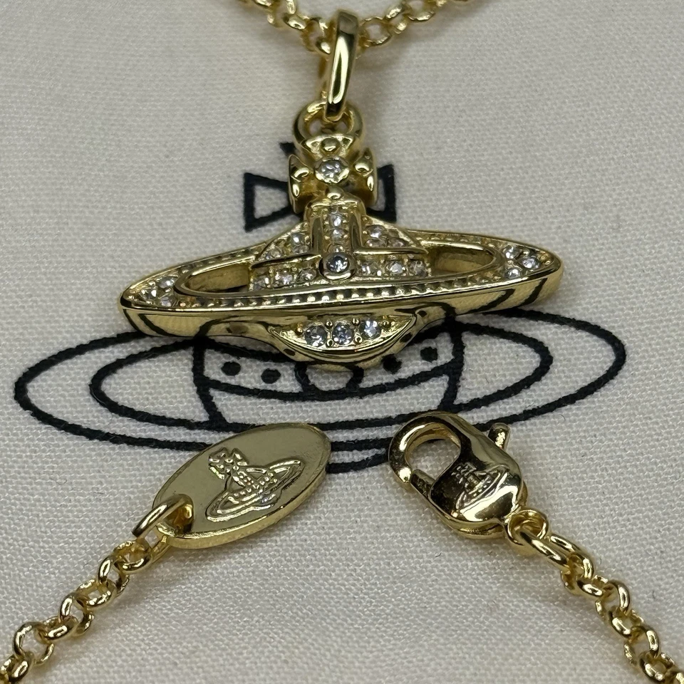 Vivienne Westwood Oro Original Orbe Planeta Collar Colgante Nuevo Con Caja Foto 4 de 4