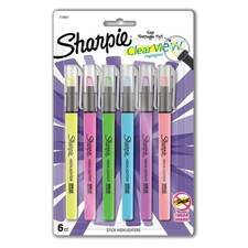 Clear View 6pk Highlighters Chisel Tip Multicolored: School & Office Supplies