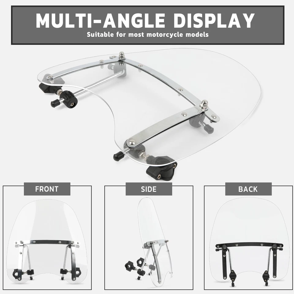 Parabrisas de motocicleta grande 19"x17" para Yamaha Road Star XV1600A XV1700A Warrior Foto 3 de 4