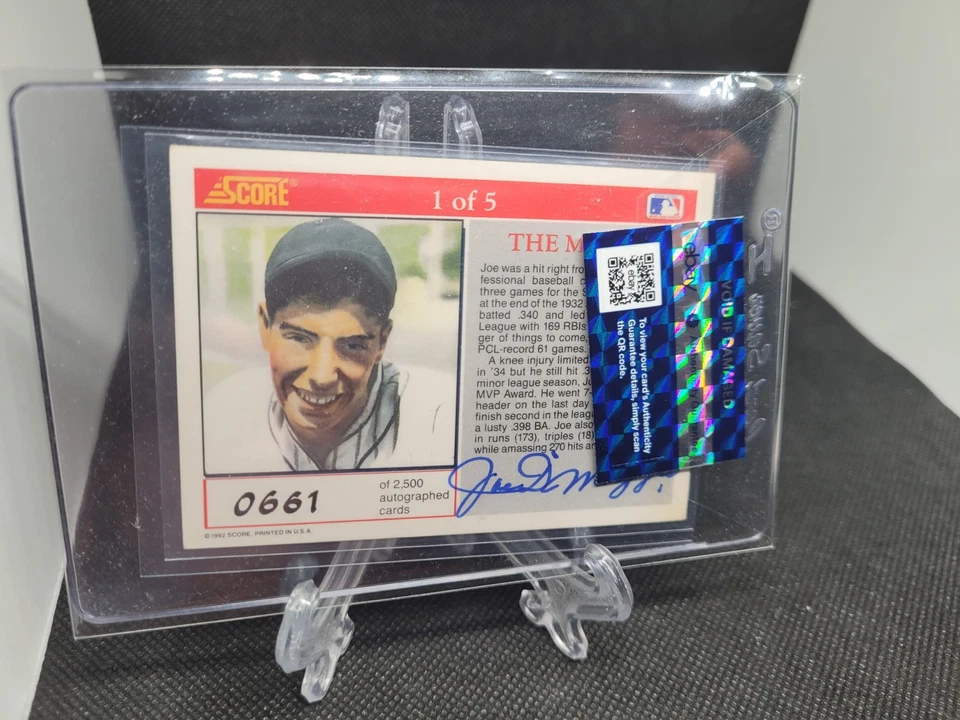1992 Score Joe Dimaggio Auto #AU /2500 1 Out Of 5 - Image 4 of 4
