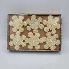 Set Of 6 Snowflake Floating Candles Wax Glitter The Salam Collection Unused