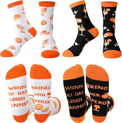 Baumwollsocken Damen und Herren mit Aperol Spritz Motiv, Größe 39-43, lustiges D