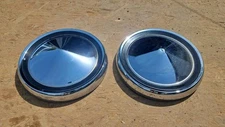 Pair 2 Vintage Cal Custom Black Jack Hubcaps Chrome 10.5" Chevy Ford Hub Caps 