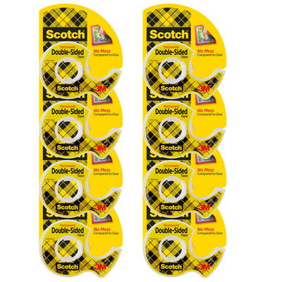 Scotch Permanent Double Sided Tape: 1/2 in. x 6-0.94 yds. (Transparent) 8 Rolls