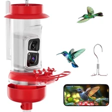 Hummingbird Feeder with Camera, Smart Bird Feeder Camera with 2K Live View AI...